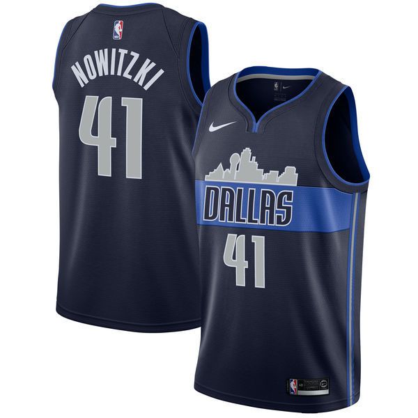 Men Dallas Mavericks 41 Nowitzki Dark Blue Game Nike NBA Jerseys